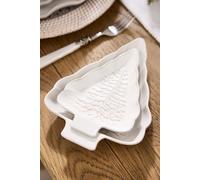 Dibor Set of 4 White Tree Christmas Dinner Side Plates W16.9cm | Size: 4 Pack Dibor White 4 Pack