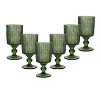 Dibor Set of 6 Botanic Green Trailing Leaf Embossed Wine Goblets 350ml - Christmas Dinner Table Glassware | Size: 6 Pack Dibor Green 6 Pack