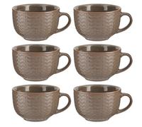 Dibor Set Of 6 Dark Grey Large Stoneware Cups Coffee Mugs