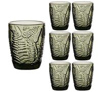 Dibor Set of 6 Embossed Green Fern 280ml Tumbler Drinking Glasses