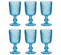 Dibor Set of 6 Luxury Spring Summer Bright Blue Drinking Glass Wine Goblets Wedding Gift 300ml | Size: 6 Pack Dibor Blue 6 Pack