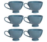 Dibor Set of 6 Montmartre Large French Blue Ceramic Tea Cups Coffee Mugs | Size: 6 Pack Dibor Blue 6 Pack