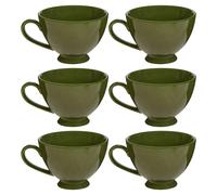 Dibor Set of 6 Montmartre Large Olive Green Ceramic Tea Cups Coffee Mugs | Size: 6 Pack Dibor Green 6 Pack