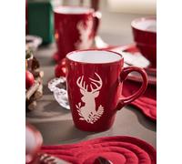 Dibor Set of 6 Red & White Reindeer Microwave Safe Christmas Party Tea Coffee Cup Mugs 310ml | Size: 6 Pack Dibor Red 6 Pack