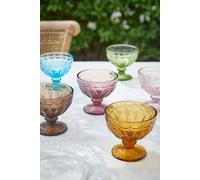 Dibor Set of 6 Roselle Colorful Embossed Footed Christmas Desserts Bowls H10 x Dia10.5cm | Size: 6 Pack Dibor Multicolor 6 Pack