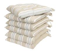 Dibor Set of 6 Seat Pads Blue Striped Tie-On Dining Chair Cushions