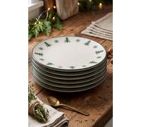 Dibor Set of 6 Stoneware Christmas Serving Dishes Plates Dia 27cm in White | Size: 6 Pack Dibor White 6 Pack