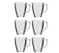 Dibor Set of 6 Traditional Clear Glass Coffee Mug Tea Cups | Size: 6 Pack Dibor Clear 6 Pack