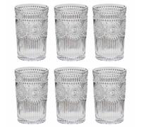 Dibor Set Of 6 Vintage Luxury Embossed Glass Highball Tumblers Wedding Decor Glasses 355Ml