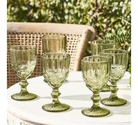 Dibor Set of 6 Vintage Luxury Spring Summer Green Wine Goblets Wedding Gift Drinking Glass 350ml | Size: 6 Pack Dibor Green 6 Pack