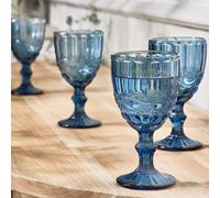 Dibor Set of 6 Vintage Luxury Sapphire Blue Drinking Wine Glass Wine Goblets Festive Christmas Decor Glassware 350ml | Size: 6 Pack Dibor Blue 6 Pack
