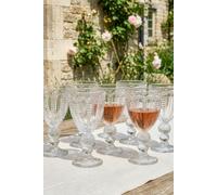 Dibor Set of 6 Vintage Luxury Clear Embossed Drinking Wine Goblet Glasses Festive Christmas Decor Glassware 320ml | Size: 6 Pack Dibor Clear 6 Pack