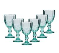 Dibor Set of 6 Vintage Luxury Spring Summer Turquoise Drinking Glass Wine Goblets Wedding Gift 350ml in Green | Size: 6 Pack Dibor Green 6 Pack