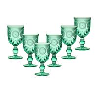 Dibor Set of 6 Vintage Luxury Spring Summer Turquoise Embossed Drinking Glass Wine Goblets Wedding Gift 290ml in Green | Size: 6 Pack Dibor Green 6 Pack