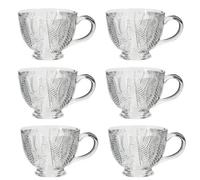 Dibor Set Of 6 Vintage Style Embossed Botanical Design Coffee Mug Clear Tea Cups