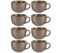 Dibor Set Of 8 Dark Grey Large Stoneware Cups Coffee Mugs
