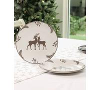 Dibor Set of 8 Grey Stag Christmas Tableware Serving Dish, Christmas Dinner Plates Dia27cm | Size: 8 Pack Dibor Grey 8 Pack