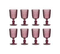 Dibor Set of 8 Lugo Pink Paisley Embossed Wine Goblets 300ml - Christmas Dinner Party Glassware | Size: 8 Pack Dibor Pink 8 Pack