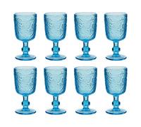 Dibor Set Of 8 Luxury Bright Blue Drinking Glass Wine Goblets Festive Christmas Decor Glassware 300Ml