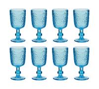 Dibor Set of 8 Luxury Spring Summer Bright Blue Drinking Glass Wine Goblets Wedding Gift 300ml | Size: 8 Pack Dibor Blue 8 Pack