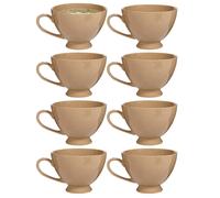 Dibor Set of 8 Montmartre Large Mocha Cream Ceramic Tea Cups Coffee Mugs in Beige | Size: 8 Pack Dibor Beige 8 Pack