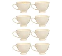 Dibor Set of 8 Montmartre Large White Ceramic Tea Cups Coffee Mugs in Cream | Size: 8 Pack Dibor Cream 8 Pack