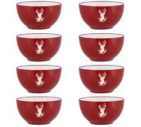Dibor Set of 8 Red 500ml Dishwasher Microwave Safe Bowls - D14.5cm