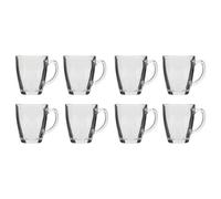 Dibor Set Of 8 Traditional Clear Glass Coffee Mug Tea Cups