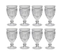 Dibor Set Of 8 Vintage Luxury Embossed Glass Wine Goblets Wedding Decor Glasses 350Ml