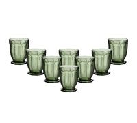 Dibor Set of 8 Vintage Luxury Spring Summer Green Embossed Short Whiskey Glass Tumblers Wine Goblets Wedding Gift 290ml | Size: 8 Pack Dibor Green 8 Pack
