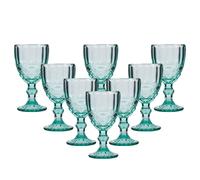 Dibor Set of 8 Vintage Luxury Spring Summer Turquoise Drinking Glass Wine Goblets Wedding Gift 350ml in Green | Size: 8 Pack Dibor Green 8 Pack