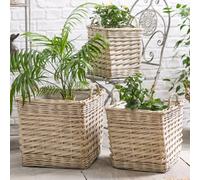 Dibor Set Of Three Traditional Style French Indoor Basket Planters (H)38Cm, (W) 42Cm
