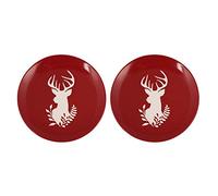 Dibor Side Plate Set of 2 Red & White Reindeer Christmas Dinnerware Set