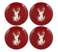 Dibor Side Plate Set of 4 Red & White Reindeer Christmas Dinnerware Set