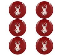Dibor Side Plate Set of 6 Red & White Reindeer Christmas Dinnerware Set