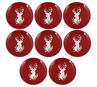 Dibor Side Plate Set of 8 Red & White Reindeer Christmas Dinnerware Set