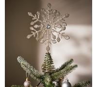 Dibor Silver Beaded Snowflake Christmas Decorations Tree Topper