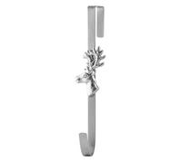 Dibor Silver Deer Wreath Hanger 3D Stag Head, Nail-Free Over-Door Wreath Hook, 29 Cm, Traditional Holiday Decor