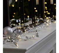 Dibor Silver Leaves Pre-Lit String Xmas Table Christmas Garland 2m Dibor Silver