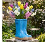 Dibor Small Blue Wellington Outdoor Planter Ceramic Indoor Outdoor Flower Pot Garden Planters (H)15cm, (W) 17cm Dibor Blue S