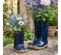 Dibor Small & Large Dark Blue Indoor Outdoor Garden Welly Boots Planter Set