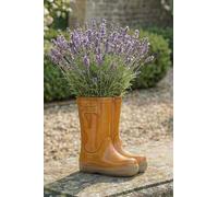 Dibor Small Orange Double Wellington Boots Ceramic Indoor Outdoor Flower Pot Garden Planter Pot H17 X W15Cm