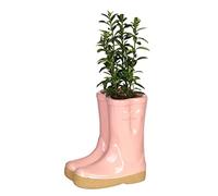 Dibor Small Pink Ceramic Double Wellington Boot Indoor Outdoor Plant Pot