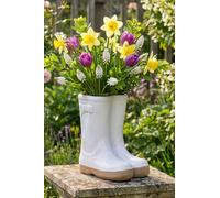 Dibor Small White Double Wellington Ceramic Indoor Outdoor Flower Pot Garden Planter Pot H17 X W15Cm