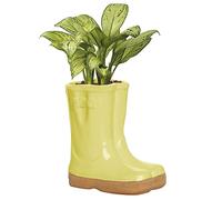 Dibor Small Yellow Ceramic Double Wellington Boot Shaped Indoor/Outdoor Plant Pot Valentines Day Garden Gift