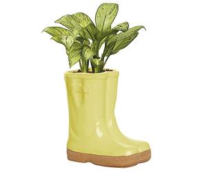 Dibor Small Yellow Ceramic Double Wellington Boot Shaped Indoor Plant Pot