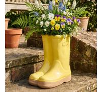 Dibor Small Yellow Wellington Boot Indoor Outdoor Flower Pot Garden Planter (W) 15Cm, (H) 17Cm