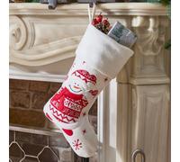 Dibor Set of 4 Smiling Snowman Children's Xmas Decor Christmas Gift Bag Stocking in White | Size: 4 Pack Dibor White 4 Pack