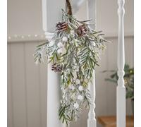 Dibor Snow Dusted White Christmas Decoration Wreath Swag 62Cm