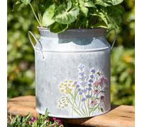 Dibor Spring Floral Metallic Milk Churn Flower Vase H18 x Dia.20cm in Grey | Size: Medium Dibor Grey Medium